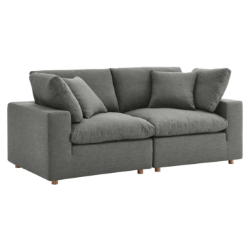 Modway Commix Down Filled Overstuffed 2 Piece Sectional Sofa Set-Gray