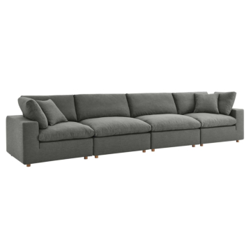 Modway Commix Down Filled Overstuffed 4 Piece Sectional Sofa Set-Gray