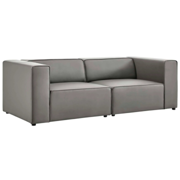 Modway Mingle Vegan Leather 2-Piece Sectional Sofa Loveseat-Gray