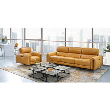 Charm Sofa and Armchair Set, Leather | Creative Furniture-CR-Honey Yellow Leather