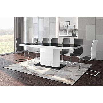Cortex Amigo 63" Dining Table, Black Top & Base, White Frame