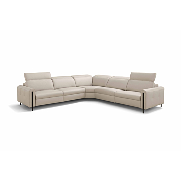 Incanto I901 Leather Sectional with 2 Recliners, Cream