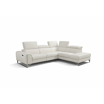 Incanto I916 Leather Sectional with Recliner, Off-White