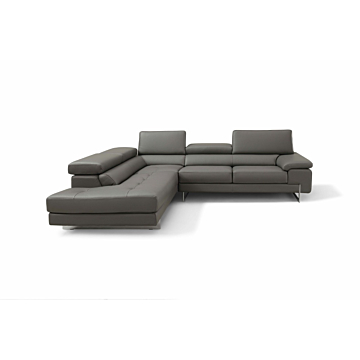 Incanto I921 Leather Sectional, Dark Grey