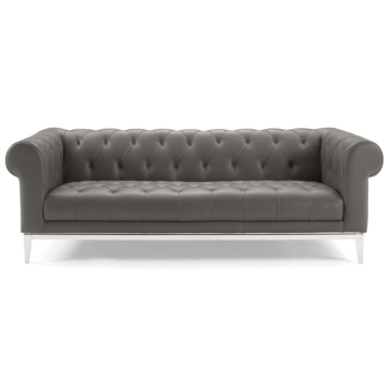 Modway Idyll Tufted Button Upholstered Leather Chesterfield Sofa-Gray