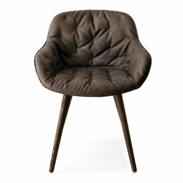 Calligaris Igloo CS-1841 Armchair with Plush Seat and Wooden Base | Made to Order