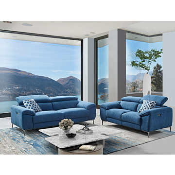 Lucca Fabric Living Room Set, Sofa and Loveseat | Creative Furniture-Cerulean Fabric HTL