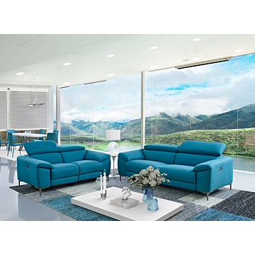 Lucca Fabric Living Room Set, Sofa and Loveseat | Creative Furniture-Turquois Fabric HTL