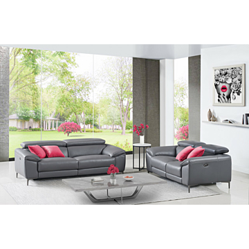Lucca Leather Living Room Set, Sofa and Armchair | Creative Furniture-Steel Gray Leather HTL