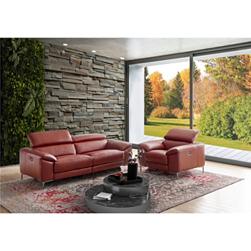 Lucca Leather Living Room Set, Loveseat and Armchair | Creative Furniture-Rustic Red Leather HTL