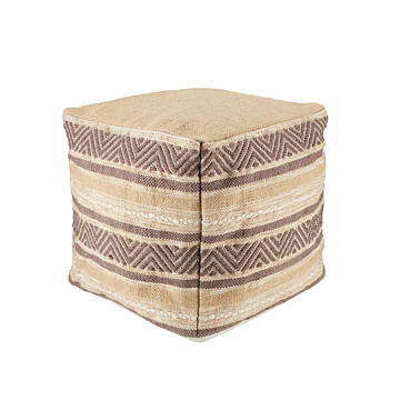 Jaipur Living Carcaba Indoor/ Outdoor Striped Beige/ Gray Cube Pouf
