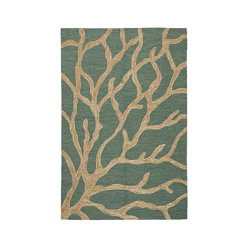 Jaipur Living Coral Indoor/ Outdoor Abstract Teal/ Tan Area Rug
