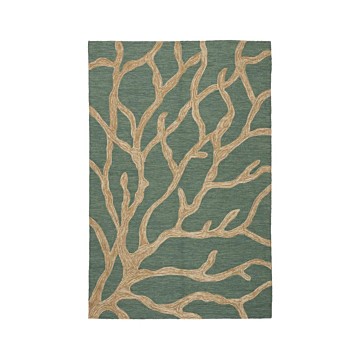 Jaipur Living Coral Indoor/ Outdoor Abstract Teal/ Tan Area Rug