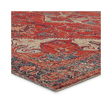 Jaipur Living Leighton Indoor/ Outdoor Medallion Red/ Blue Round Area Rug