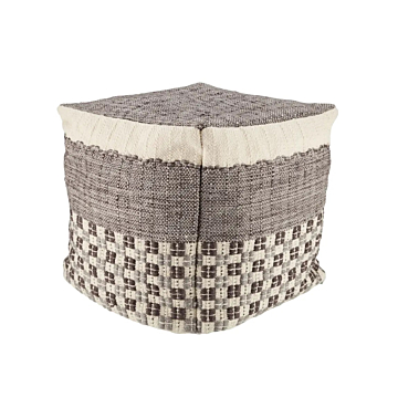 Jaipur Living Seaton Indoor/ Outdoor Geometric Gray/ Cream Cube Pouf