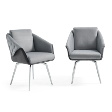 Jess Armchair in Light Gray Velvet, Chrome Frame | Creative Furniture