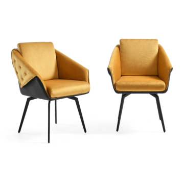 Jess Armchair in Yellow Velvet, Black Frame | Creative Furniture