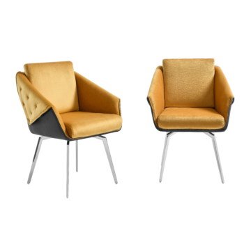 Jess Armchair in Yellow Velvet, Chrome Frame | Creative Furniture
