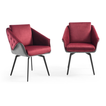 Jess Armchair in Bordeaux Velvet, Black Frame | Creative Furniture