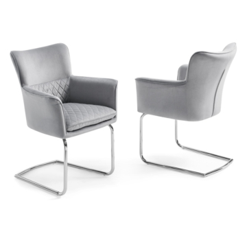 Loran Armchair, Light Gray Fabric Upholstered, Chrome Frame| Creative Furniture