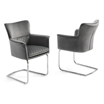 Loran Armchair, Gray Velvet Fabric Upholstered, Chrome Frame| Creative Furniture