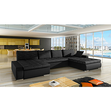 Cortex Leandro Sectional Sleeper Sofa, Black