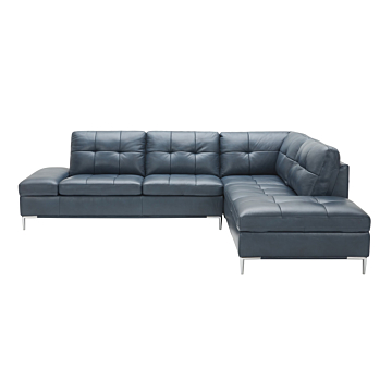 J & M Leonardo Leather Sectional with Storage, Navy-Blue