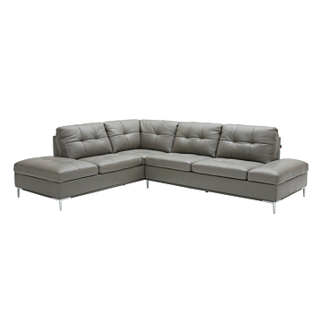 J & M Leonardo Leather Sectional with Storage, Gray