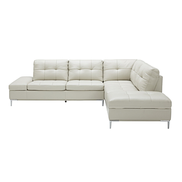 J & M Leonardo Leather Sectional with Storage, Silver Gray