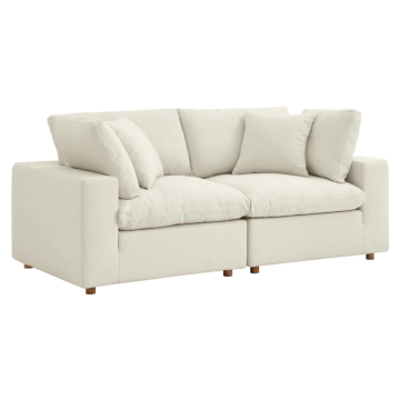 Modway Commix Down Filled Overstuffed 2 Piece Sectional Sofa Set-Light Beige