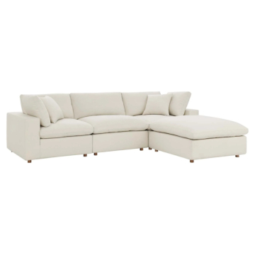 Modway Commix Down Filled Overstuffed 4 Piece Sectional Sofa Set-Light Beige