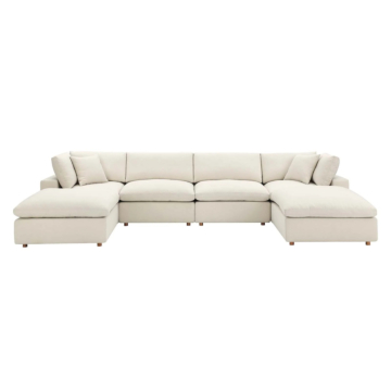 Commix Down Filled Overstuffed 6-Piece Sectional Sofa-Light Beige