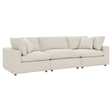 Modway Commix Down Filled Overstuffed 3 Piece Sectional Sofa Set-Light Beige