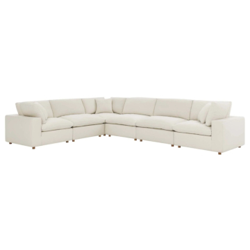 Modway Commix Down Filled Overstuffed 6 Piece Sectional Sofa Set-Light Beige