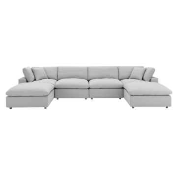 Commix Down Filled Overstuffed 6-Piece Sectional Sofa-Light Gray