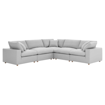 Modway Commix Down Filled Overstuffed 5 Piece 5-Piece Sectional Sofa-Light Gray