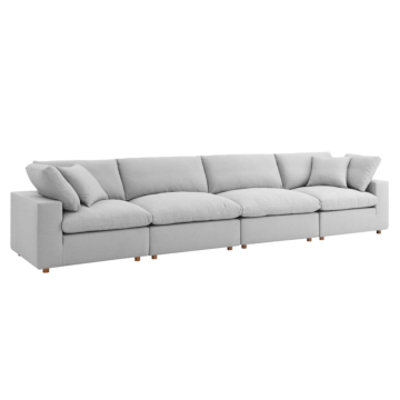 Modway Commix Down Filled Overstuffed 4 Piece Sectional Sofa Set-Light Gray