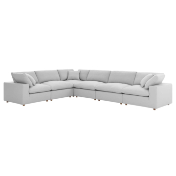Modway Commix Down Filled Overstuffed 6 Piece Sectional Sofa Set-Light Gray