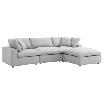 Modway Commix Down Filled Overstuffed 4 Piece Sectional Sofa Set-Light Gray