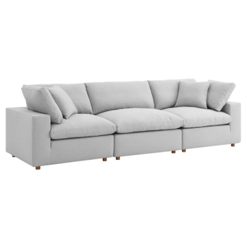 Modway Commix Down Filled Overstuffed 3 Piece Sectional Sofa Set-Light Gray