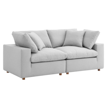 Modway Commix Down Filled Overstuffed 2 Piece Sectional Sofa Set-Light Gray