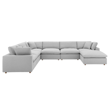 Modway Commix Down Filled Overstuffed 7-Piece Sectional Sofa-Light Gray