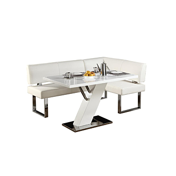 Chintaly Linden Contemporary Dining Set with Wooden Dining Table & Upholstered Nook