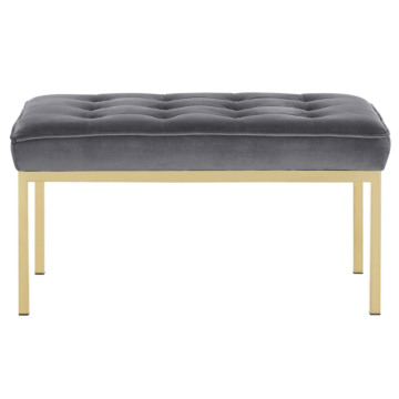 Modway Loft Gold Stainless Steel Leg Medium Performance Velvet Bench-Gold Gray