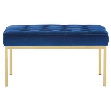 Modway Loft Gold Stainless Steel Leg Medium Performance Velvet Bench-Gold Navy