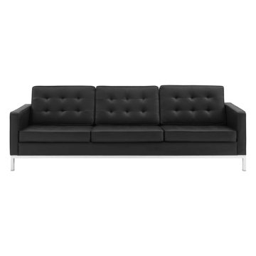 Modway Loft Tufted Upholstered Faux Leather Sofa-Silver Black