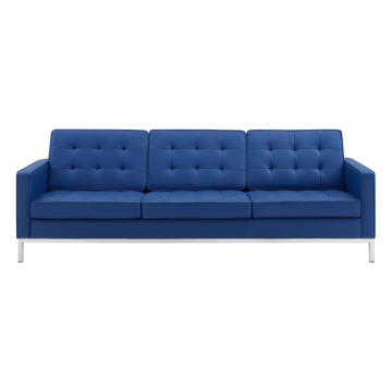 Modway Loft Tufted Upholstered Faux Leather Sofa-Silver Navy