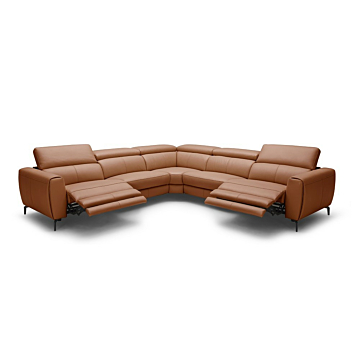 J & M Lorenzo Sectional with Recliners,  Rust Leather
