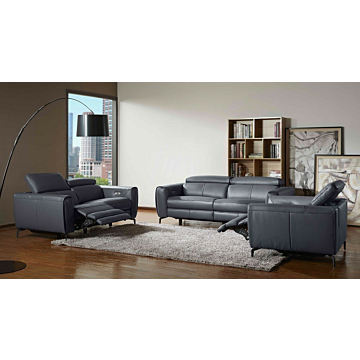 Lorenzo Motion Sofa Set-Blue Gray Leather