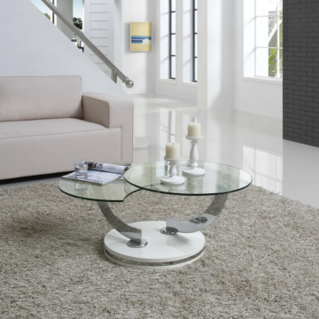 Lulu Rotating Coffee Table, White High Gloss Base | Creative Furniture